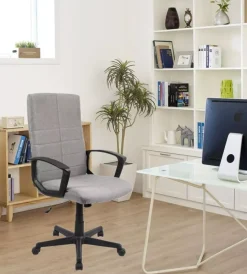 BellaHome Sedie Ufficio|Sedia da ufficio "montreal" con braccioli grigia, 59x65x99/109 cm