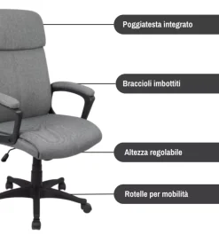 Best Sedia da ufficio "berkeley" in tessuto grigio melange 68x57x112-122 cm Sedie Ufficio