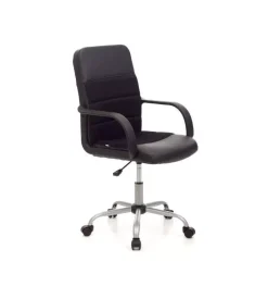 Sedie Ufficio|Sedia da ufficio in ecopelle nera, 58x58x94-102 cm