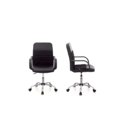 Sedie Ufficio|Sedia da ufficio in ecopelle nera, 58x58x94-102 cm