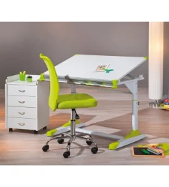 New Sedia ufficio in tessuto con ruote, verde Sedie Ufficio