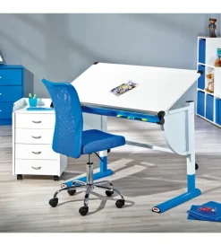 Sedie Ufficio|Sedia ufficio in tessuto con ruote, blu