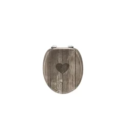 Ceramiche E Accessori- Sedile copri water decoro cuore, mdf, marrone