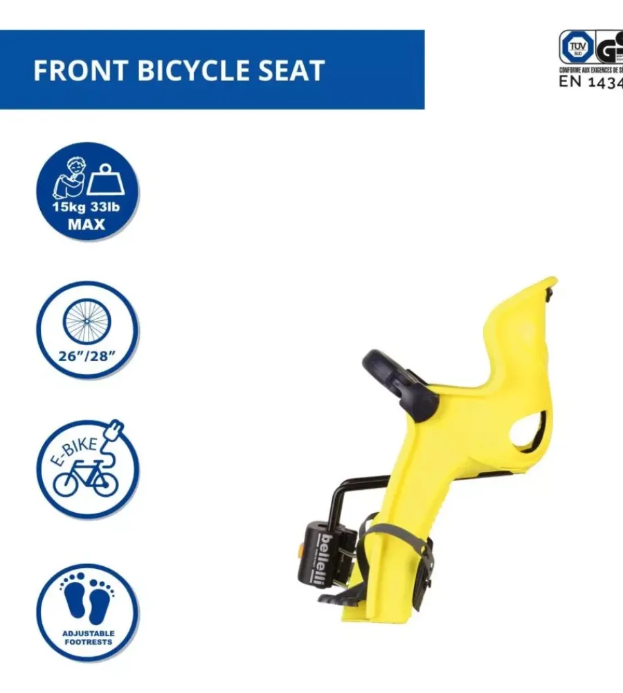 New Seggiolino anteriore per bicletta bellelli "freccia" hi viz, portata massima 15 kg Bici