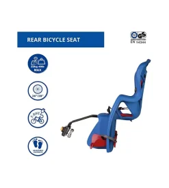 Bici- Seggiolino posteriore blu per bicicletta per bambini, max. 22 kg, da 3 a 8 anni - si fissa al telaio