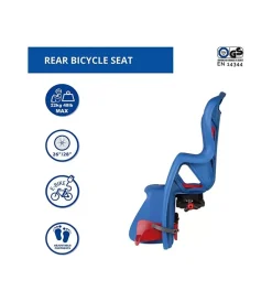 Bici|Seggiolino posteriore blu per bicicletta per bambini, max. 22 kg, da 3 a 8 anni - si fissa al portapacchi