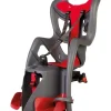 Bici- Seggiolino posteriore grigio scuro e rosso per bicicletta per bambini, max. 22 kg, da 3 a 8 anni - si fissa al portapacchi