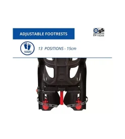 Bici- Seggiolino posteriore nero e rosso per bicicletta per bambini, max. 22 kg, da 3 a 8 anni - si fissa al portapacchi