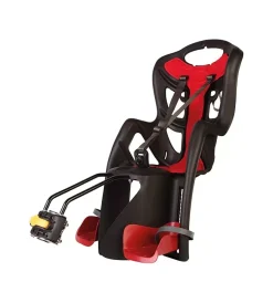 Bici- Seggiolino posteriore nero e rosso per bicicletta per bambini, max. 22 kg, da 3 a 8 anni - si fissa al telaio