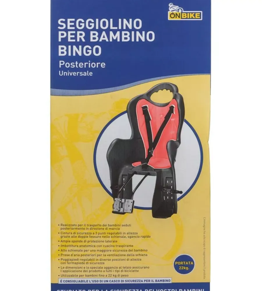 Bici- Seggiolino posteriore universale per bicicletta on bike "bing", portata massima 22 kg