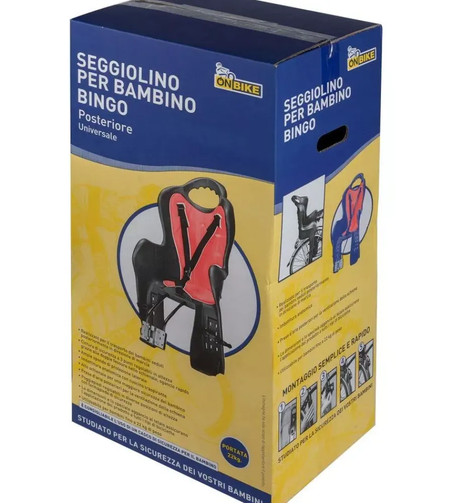 Bici- Seggiolino posteriore universale per bicicletta on bike "bing", portata massima 22 kg