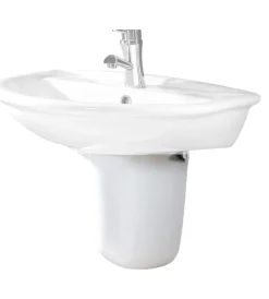 Ceramiche E Accessori|Semicolonna in ceramica bianco per lavabo sospeso "serie fiore".