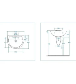 Ceramiche E Accessori|Semicolonna in ceramica bianco per lavabo sospeso "serie fiore".