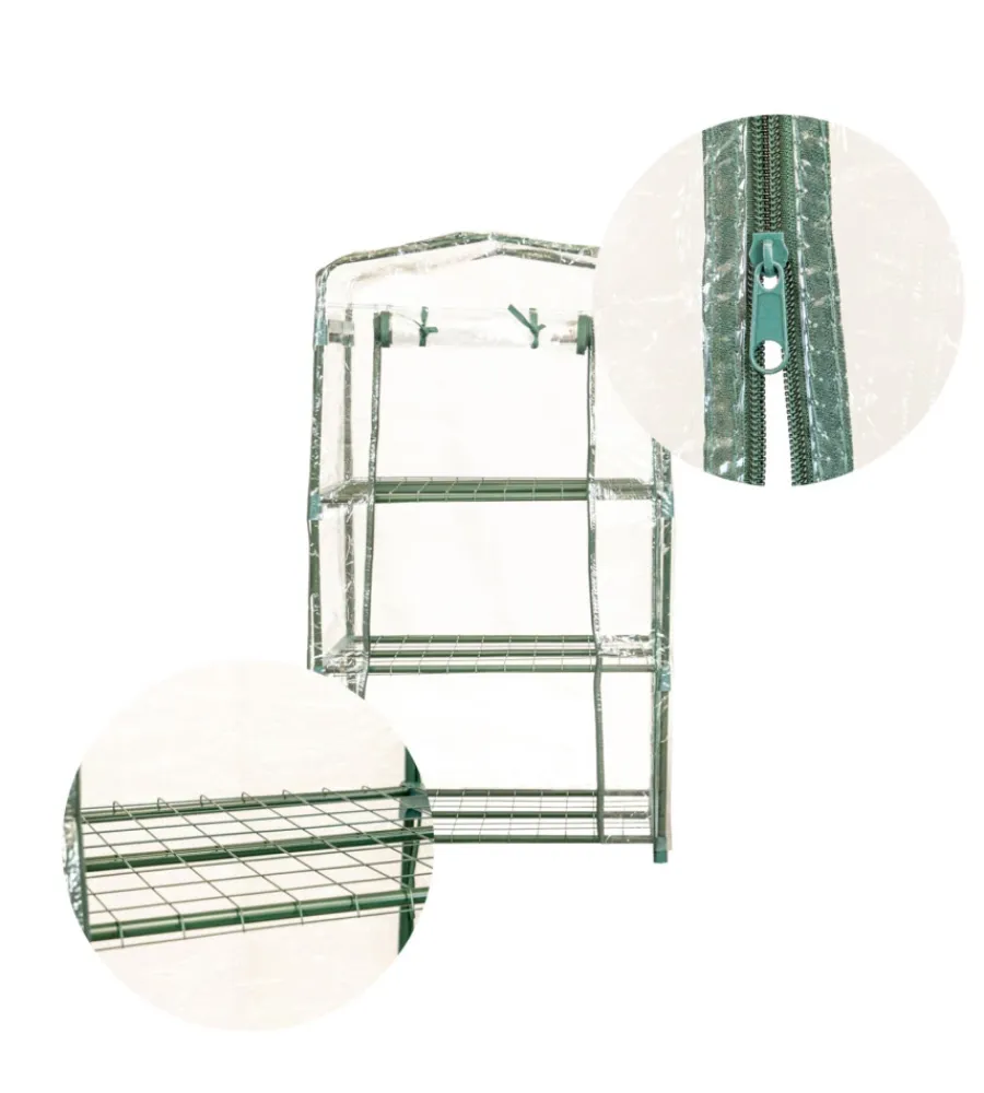 Discount Serra da esterno "maria" con 3 ripiani e telo in pvc 70x50x125 cm Coltivazione E Cura