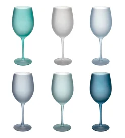 Stoviglie- Servizio calici  "happy hour" in vetro sfumature di blu, 6 pezzi