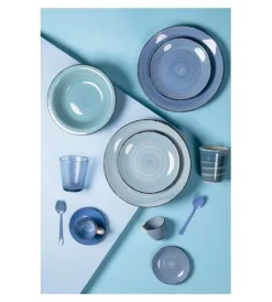 Hot Servizio piatti "baita acuqa " in gress sfumature di blu, 6 pezzi Stoviglie