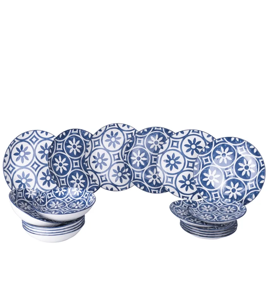 Stoviglie- Servizio piatti villa d'este "paxos" in ceramica, 18 pezzi