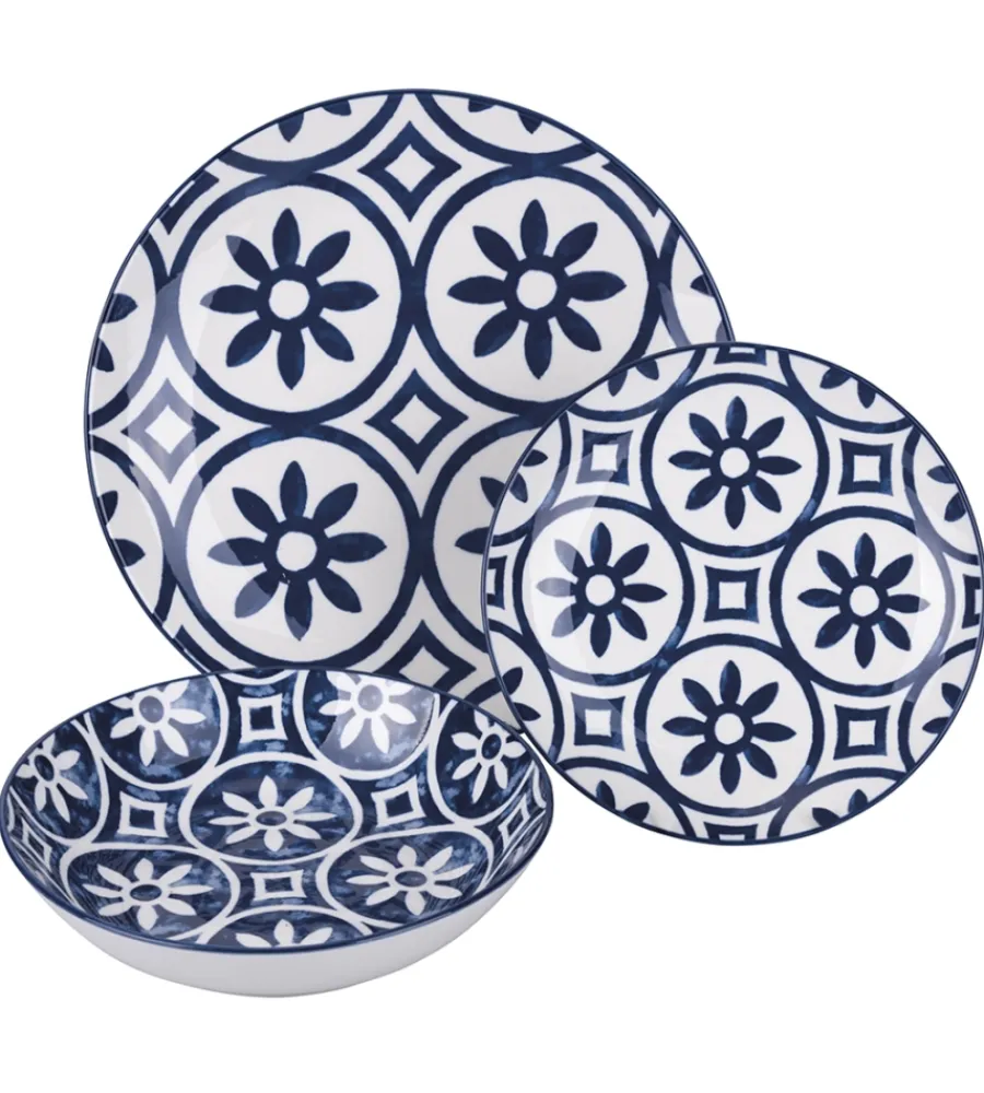 Stoviglie- Servizio piatti villa d'este "paxos" in ceramica, 18 pezzi