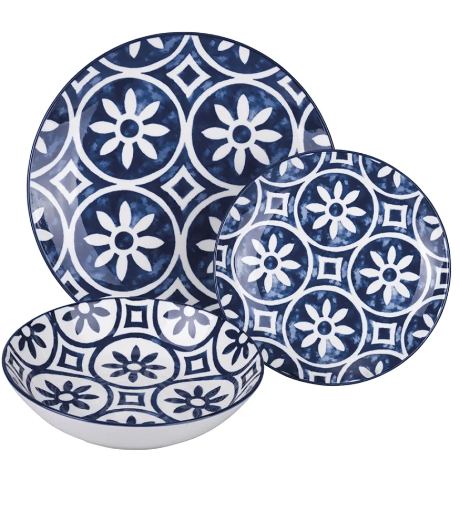 Stoviglie- Servizio piatti villa d'este "paxos" in ceramica, 18 pezzi