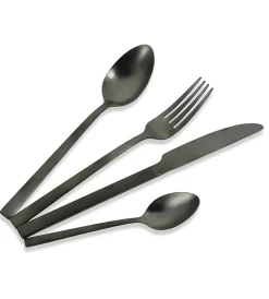 Discount Servizio posate villa d'este "lexingt" in acciaio inox nero opaco, 24 pezzi Stoviglie