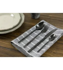 Discount Servizio posate villa d'este "lexingt" in acciaio inox nero opaco, 24 pezzi Stoviglie