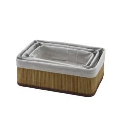 Accessori Bagno-Easy System Set 3 cestini in bambù naturale