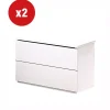 Sale Set 2 comodini "giotto" 2 cassetti bianco fiammato 49x38x41 cm Letti E Comodini