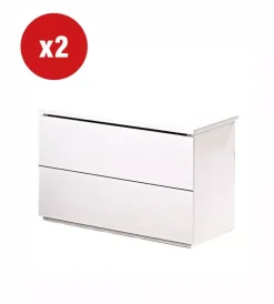 Sale Set 2 comodini "giotto" 2 cassetti bianco fiammato 49x38x41 cm Letti E Comodini