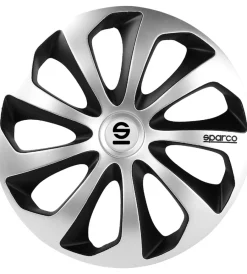 New Set 4 copricerchi 16" pollici copriruota auto sicilia spc1673svbk argento nero Auto Esterno