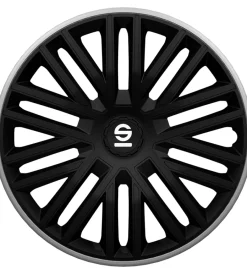 Online Set 4 copricerchi 14" pollici copriruota auto bergamo spc1485bkgr nero grigio Auto Esterno