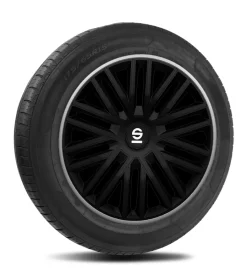 Online Set 4 copricerchi 14" pollici copriruota auto bergamo spc1485bkgr nero grigio Auto Esterno