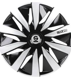 Auto Esterno-Sparco Set 4 copricerchi 16" pollici copriruota auto lazio spc1691bksv nero argento