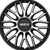 Sparco Auto Esterno|Set 4 copricerchi 16" pollici copriruota auto roma spc1696svbk argento nero