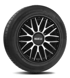 Sparco Auto Esterno|Set 4 copricerchi 16" pollici copriruota auto roma spc1696svbk argento nero