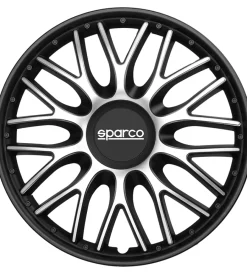 Best Set 4 copricerchi 15" pollici copriruota auto roma spc1596svbk argento nero Auto Esterno