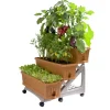 Coltivazione E Cura-Bama Set 3 fioriere con carrello terracotta 80x74x73 cm