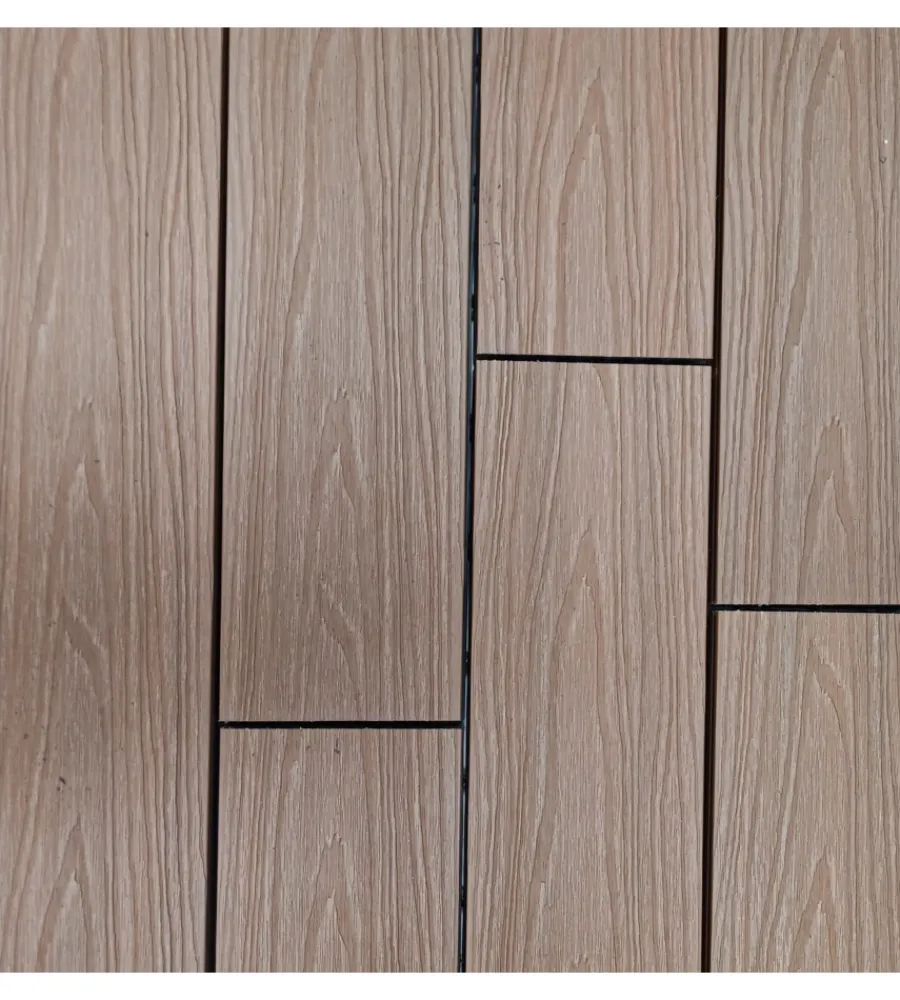 Fontane, Decorazioni E Pavimentazioni|Set 12 pezzi di piastrella da esterno riviera in wpc con finitura teak 60x15 cm