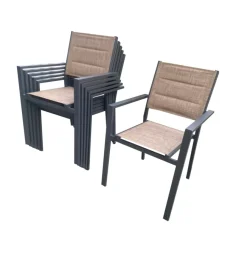 Mobili Da Giardino E Accessori- Set 6 sedie da esterno con braccioli riviera 