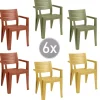 Mobili Da Giardino E Accessori-Keter Set 6 sedie da esterno impilabili "julie" in polipropilene 2 verde, 2 rosso, 2 giallo effetto legno 61,5x58,5x79 cm