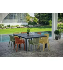 Mobili Da Giardino E Accessori-Keter Set 6 sedie impilabili "elisa" in polipropilene 2 verde, 2 rosso, 2 giallo 61x54,5x79 cm