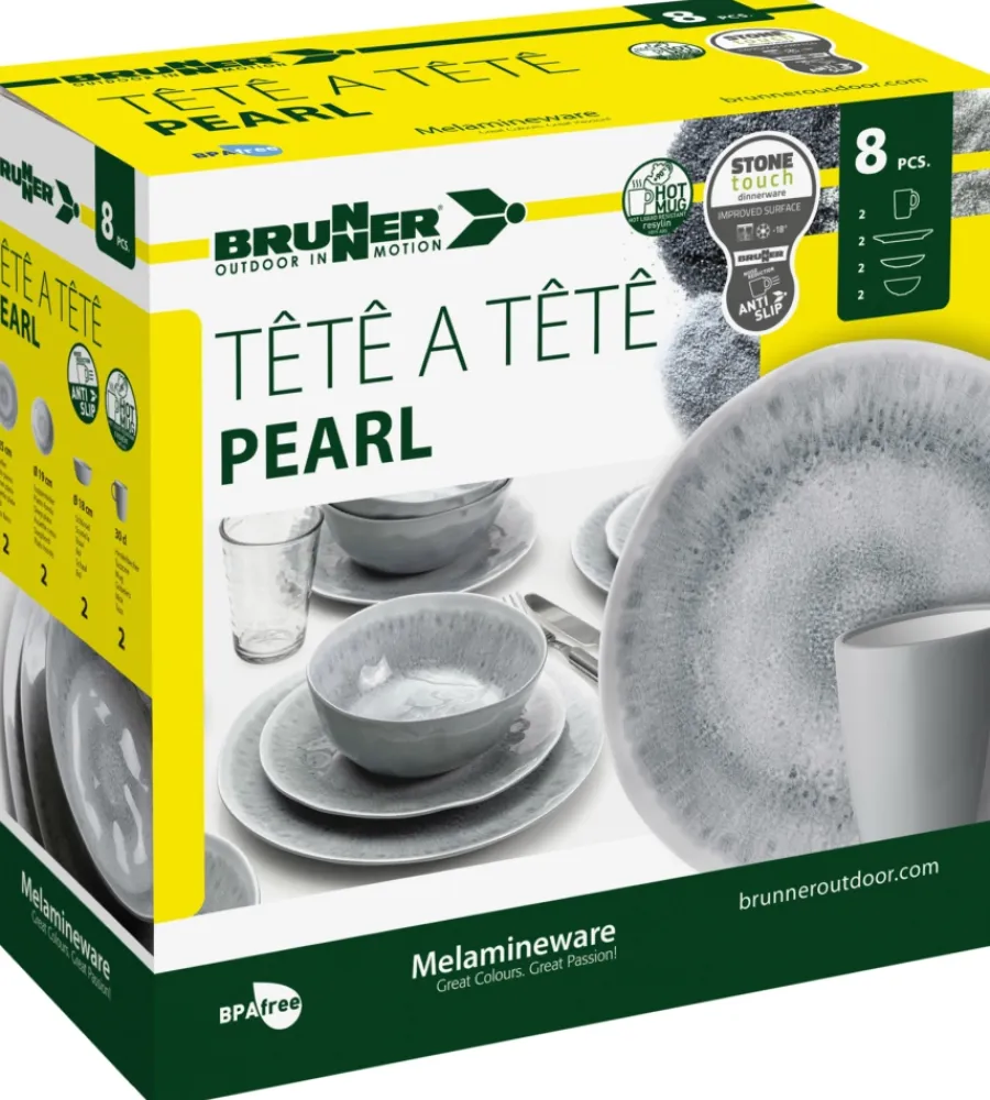 Campeggio-Brunner Set 8 stoviglie da campeggio "pearl" in stone touch antiscivolo