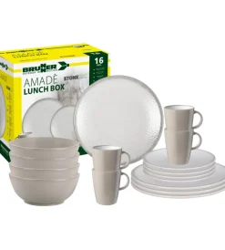 Brunner Campeggio|Set 16 stoviglie da campeggio "amadè" in stone touch antiscivolo