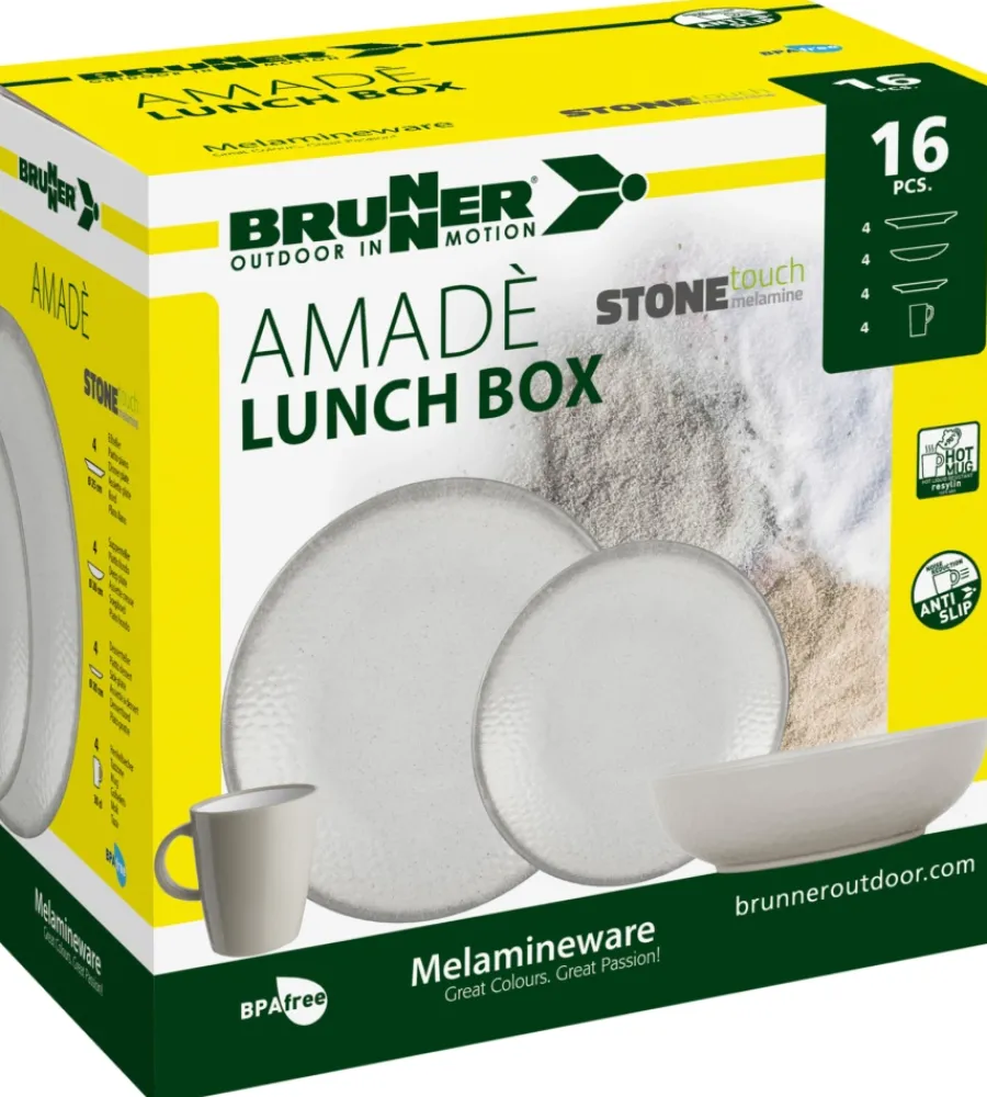Brunner Campeggio|Set 16 stoviglie da campeggio "amadè" in stone touch antiscivolo