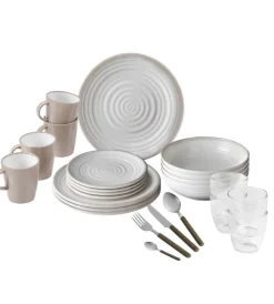 Brunner Campeggio|Set 36 stoviglie da campeggio "savana" in stone touch antiscivolo