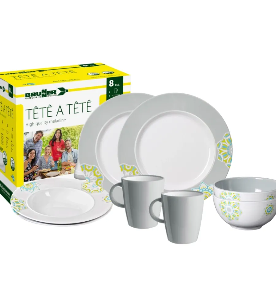 Sale Set 8 stoviglie da campeggio "sandhya" in melamina antiscivolo Campeggio