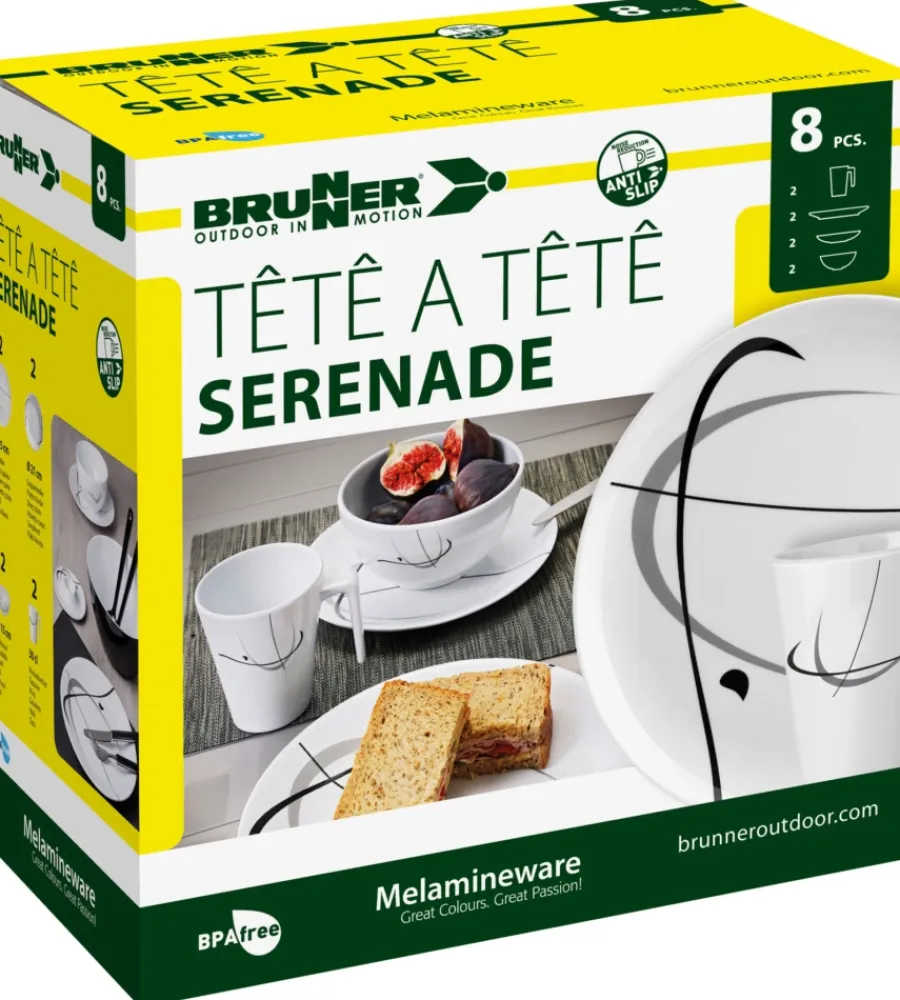 Brunner Campeggio|Set 8 stoviglie da campeggio "serenade" in melamina antiscivolo