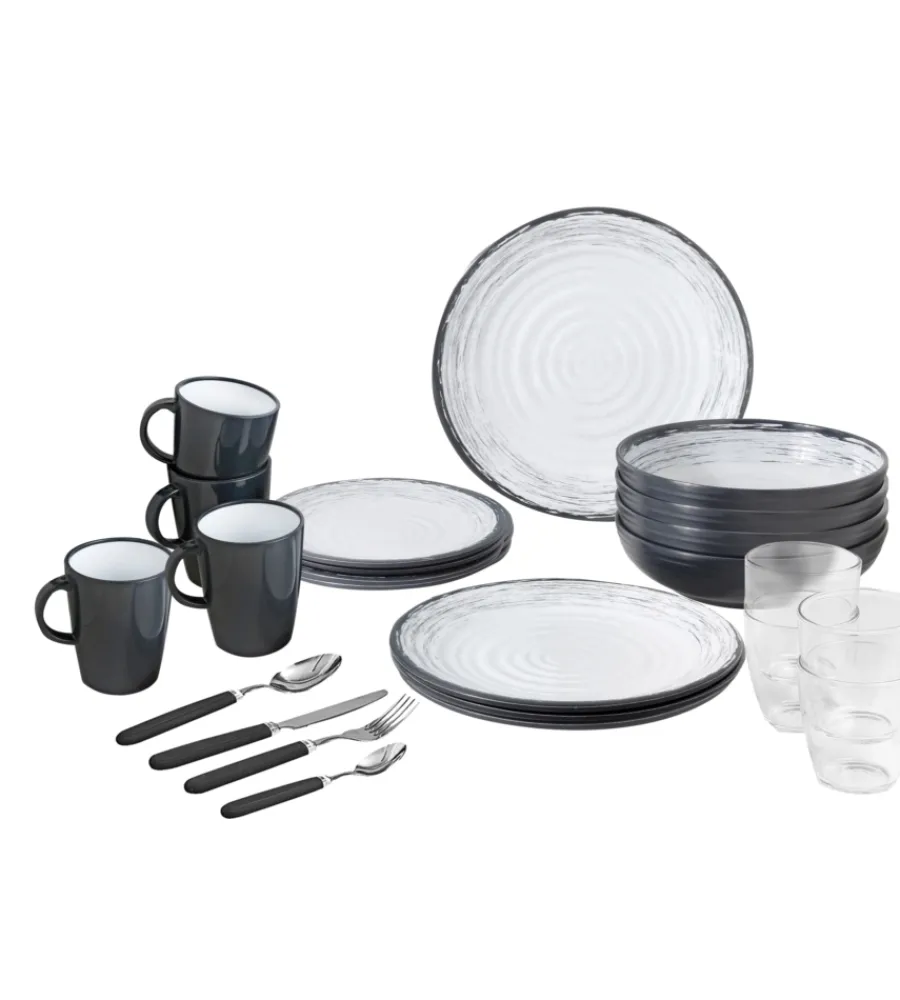 New Set 36 stoviglie da campeggio "granada" in stone touch antiscivolo Campeggio