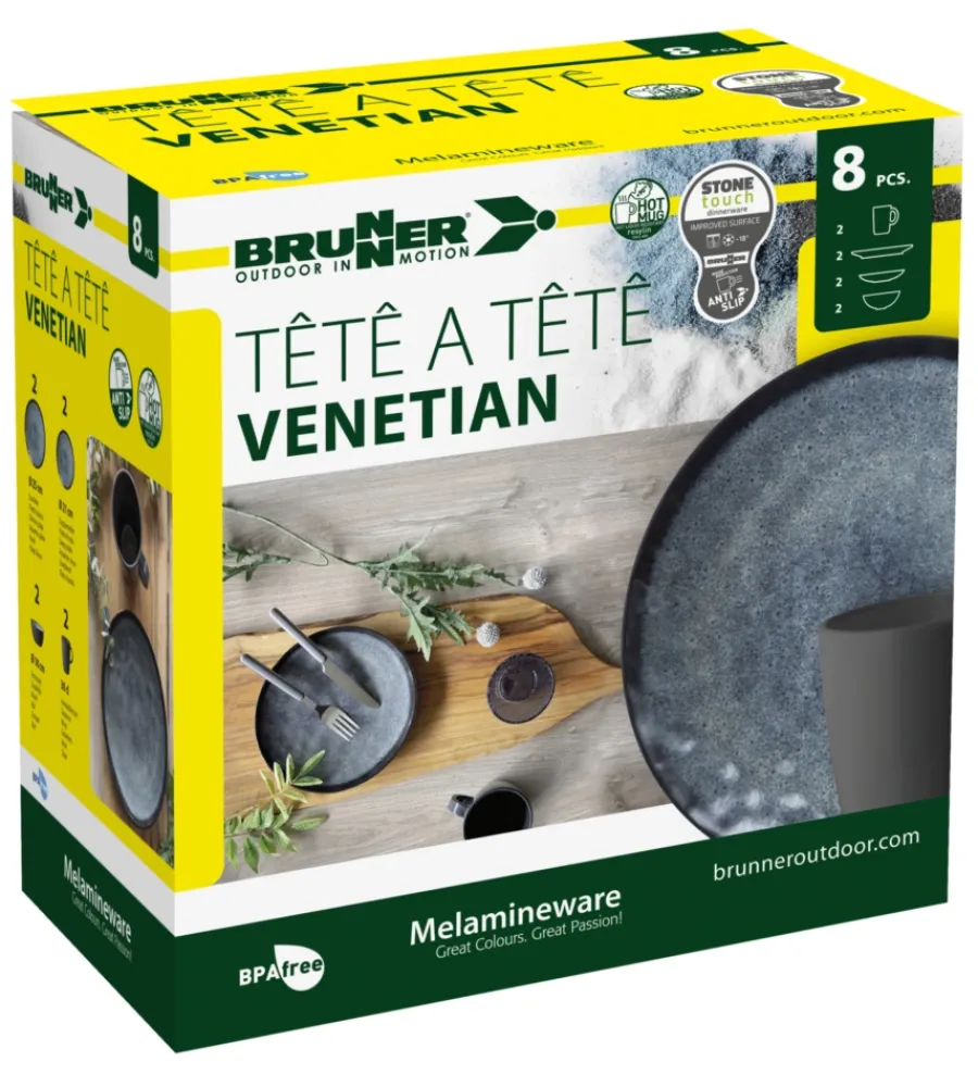 Online Set 8 stoviglie da campeggio "venetian" in stone touch antiscivolo Campeggio