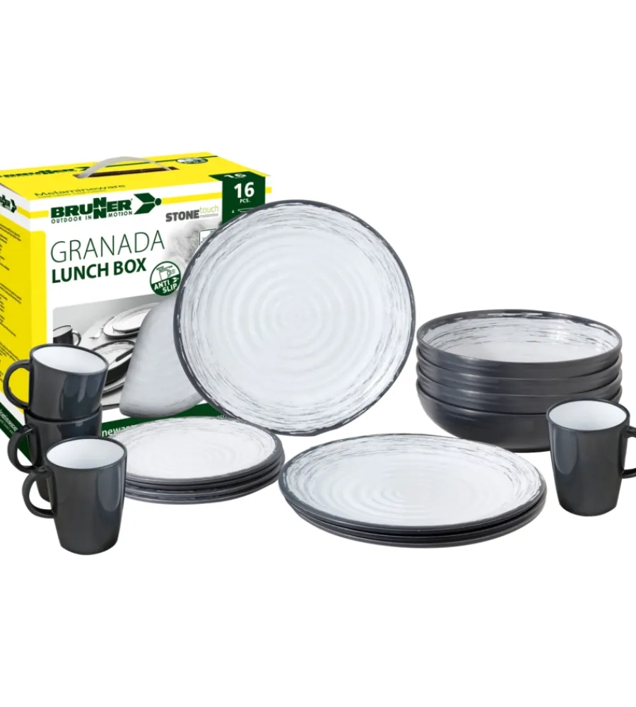 Best Set 16 stoviglie da campeggio "granada" in stone touch antiscivolo Campeggio