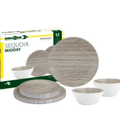 New Set 12 stoviglie da campeggio "sequoia" in melamina Campeggio